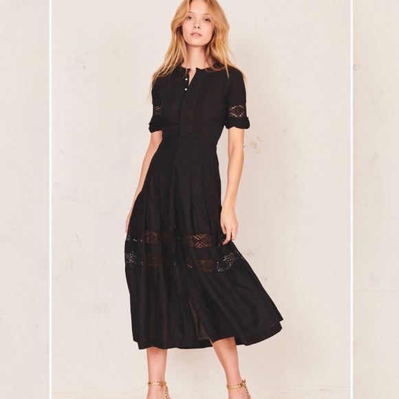 LoveShackFancy // Edie Black Midi Dress - Picture 11 of 15